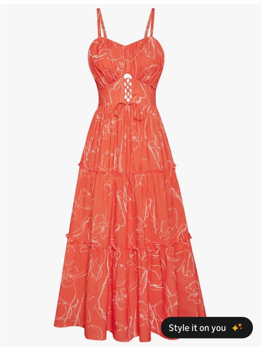 Grace Karin Coral Floral Print Maxi Dress